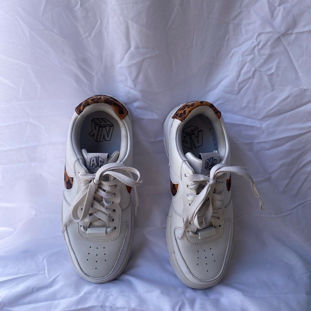 Nike Air Force One White Sneakers with Leopard-Print - Picture 3 of 7